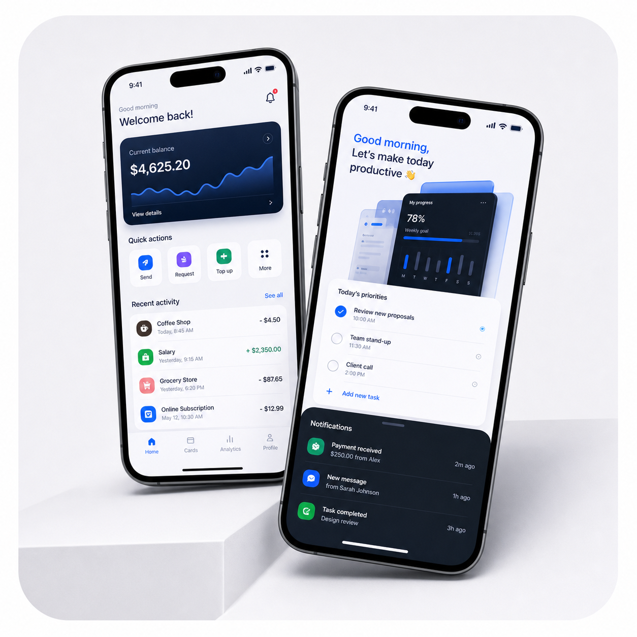 Mobile application interface for a digital product
