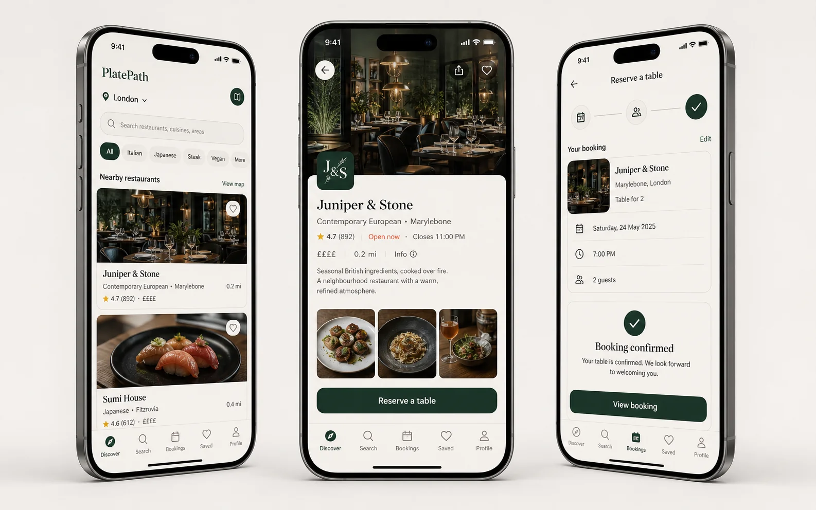PlatePath restaurant discovery and table booking mobile application